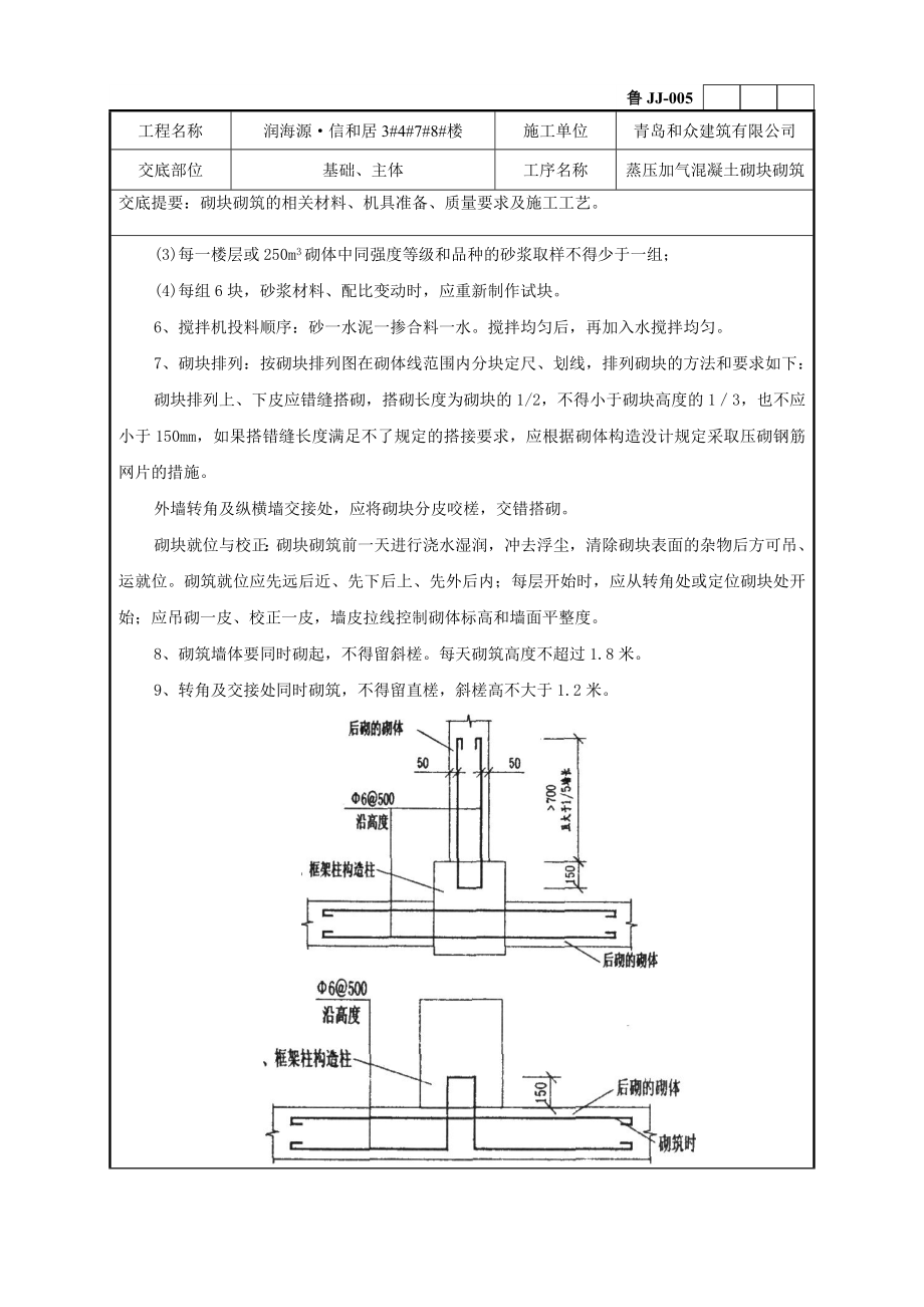 砌块砌筑技术交底记录.doc_第2页