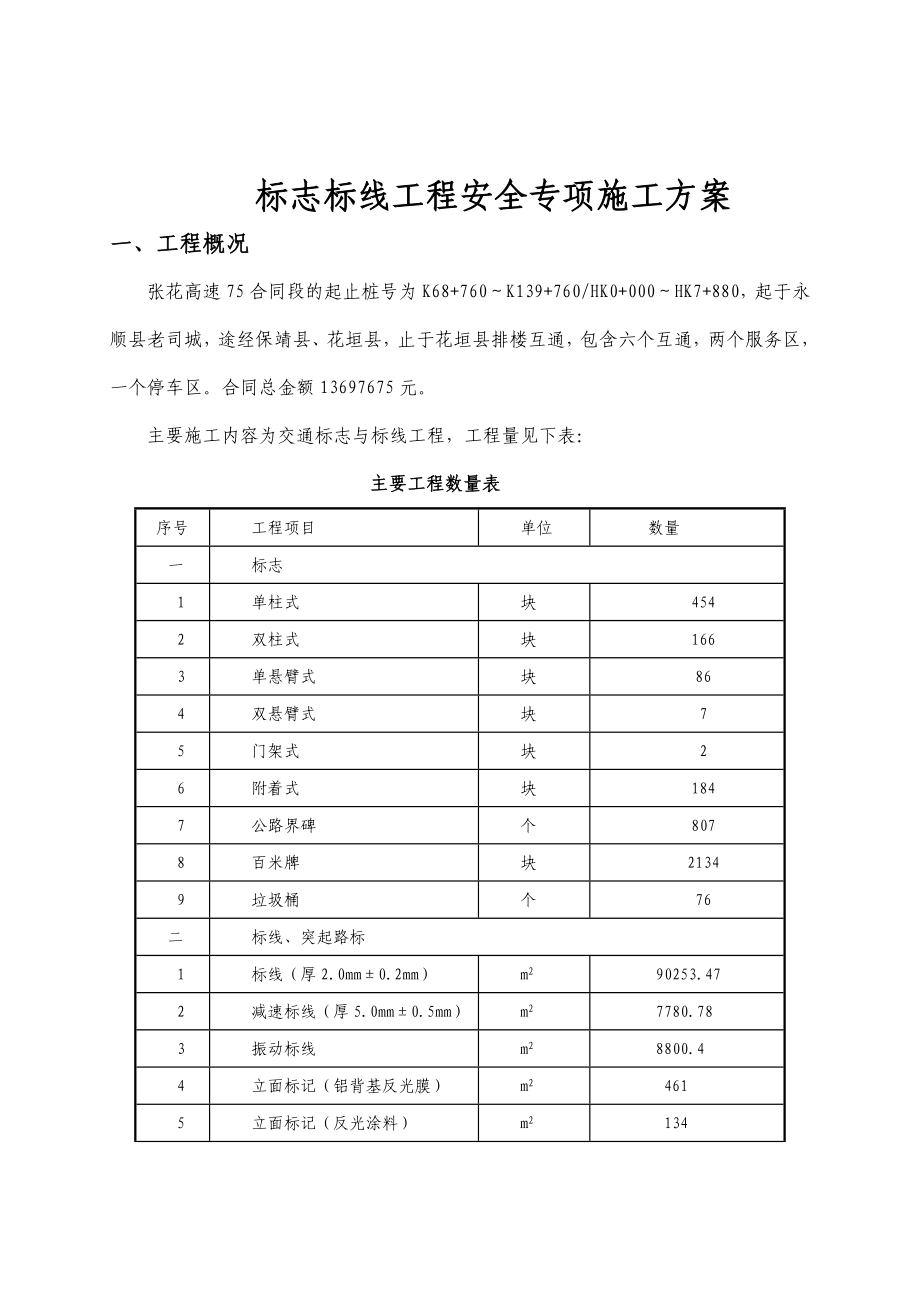 高速公路标志标线安全专项施工设计方案.doc_第1页