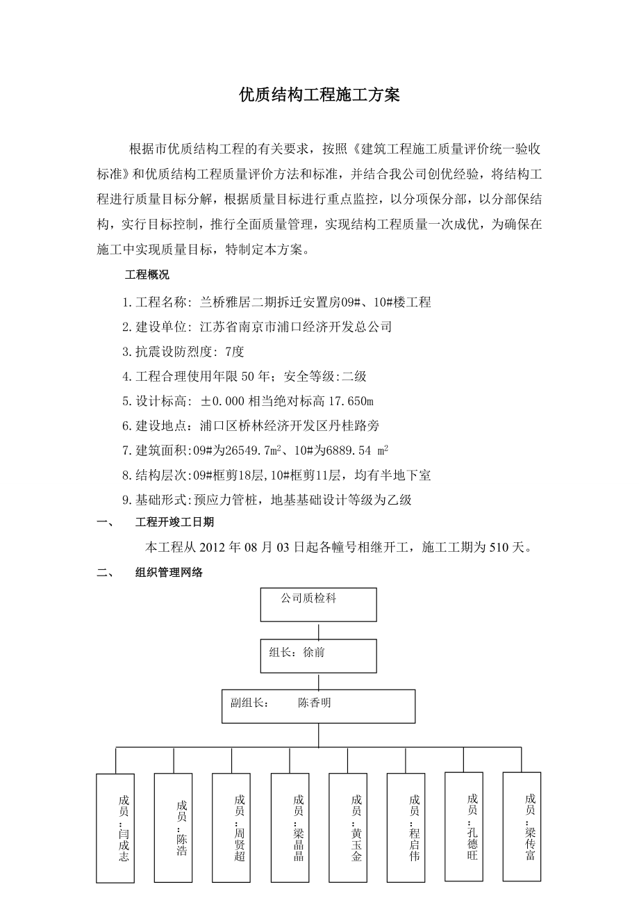 拆迁安置房优质结构工程施工方案.doc_第1页