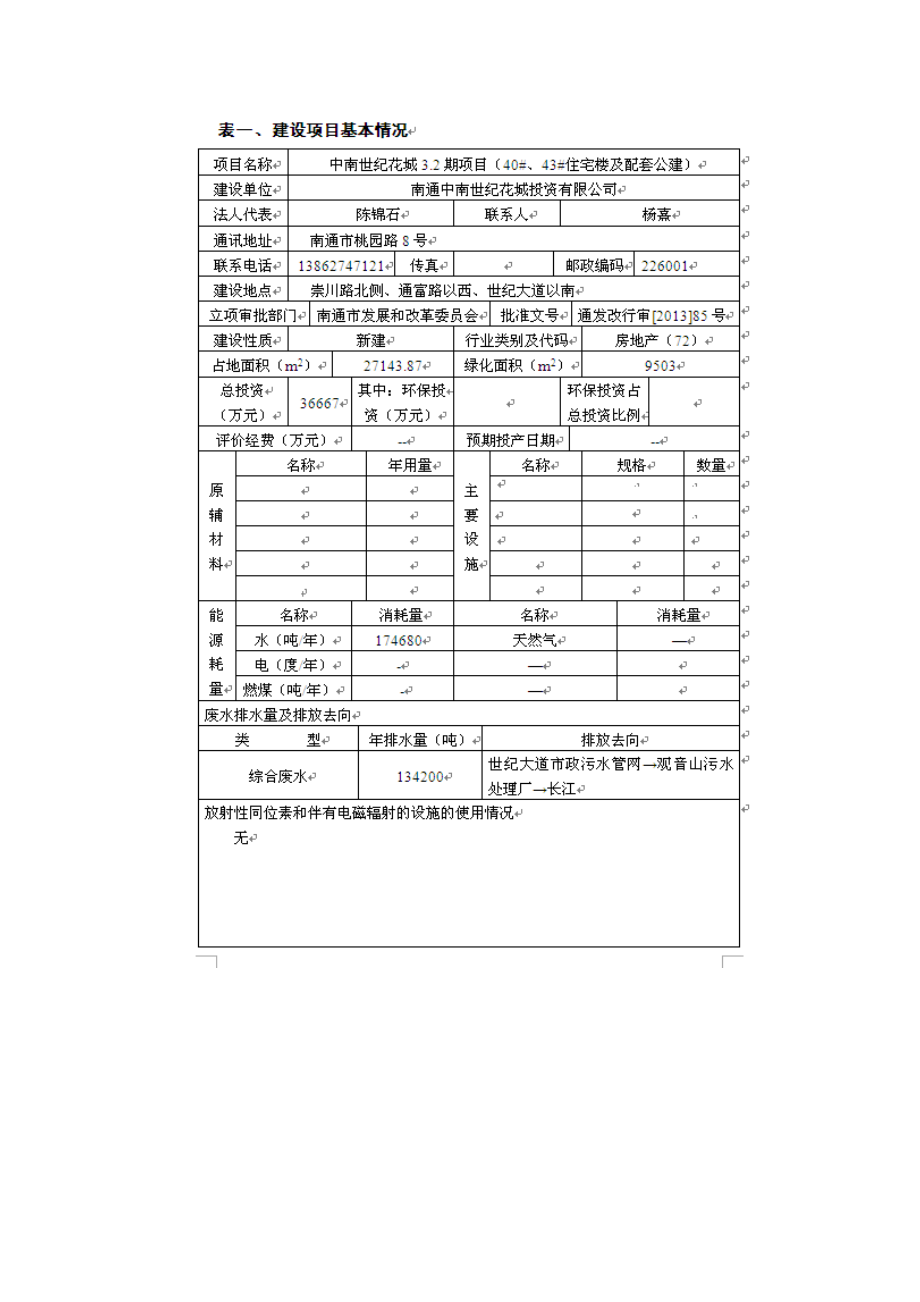 南通中南世纪花城投资有限公司中南世纪花城3.2期建设项目（40#、43#住宅楼及配套公建）环评报告表.doc_第2页