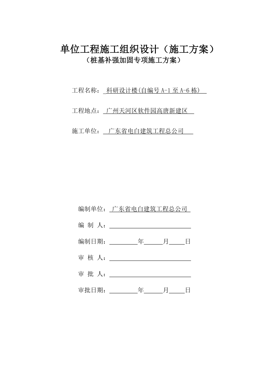 桩基补强加固专项施工方案.doc_第1页