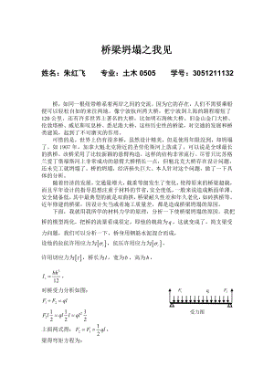 材料力学论文 桥梁坍塌之我见.doc