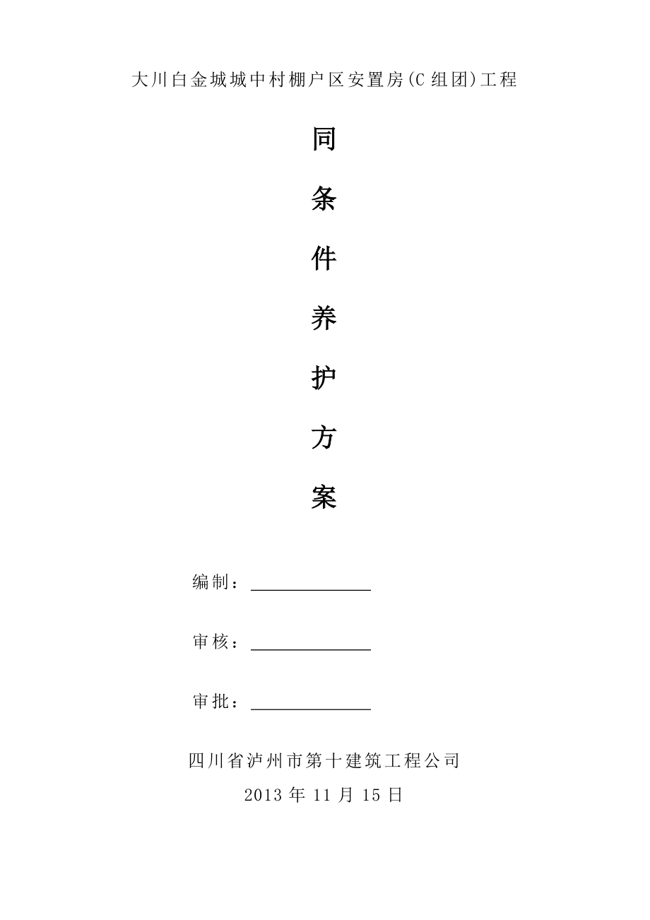 城中村棚户区安置房(C组团)工程同条件养护方案.doc_第1页