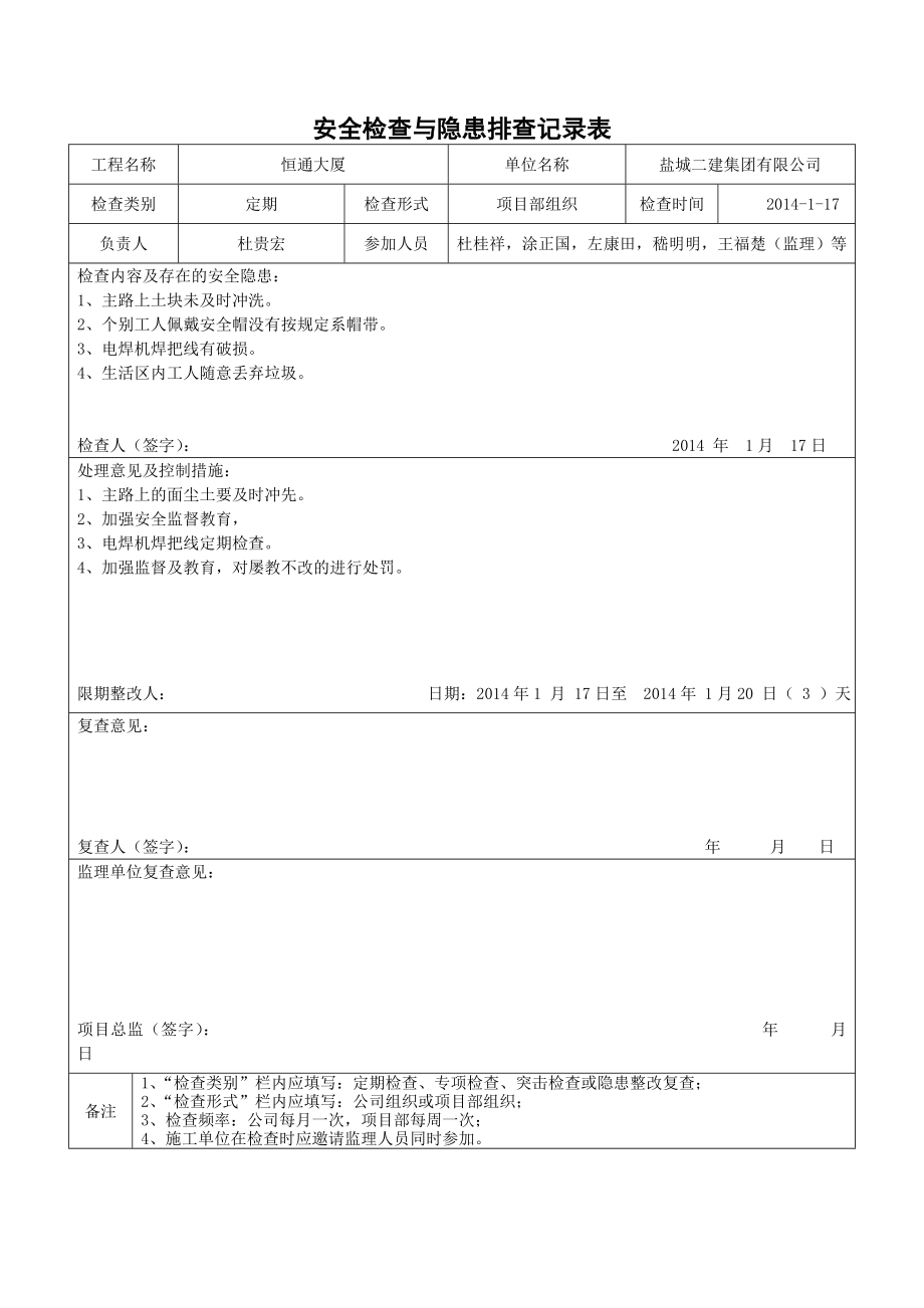 项目部安全检查与隐患排查记录表.doc_第2页