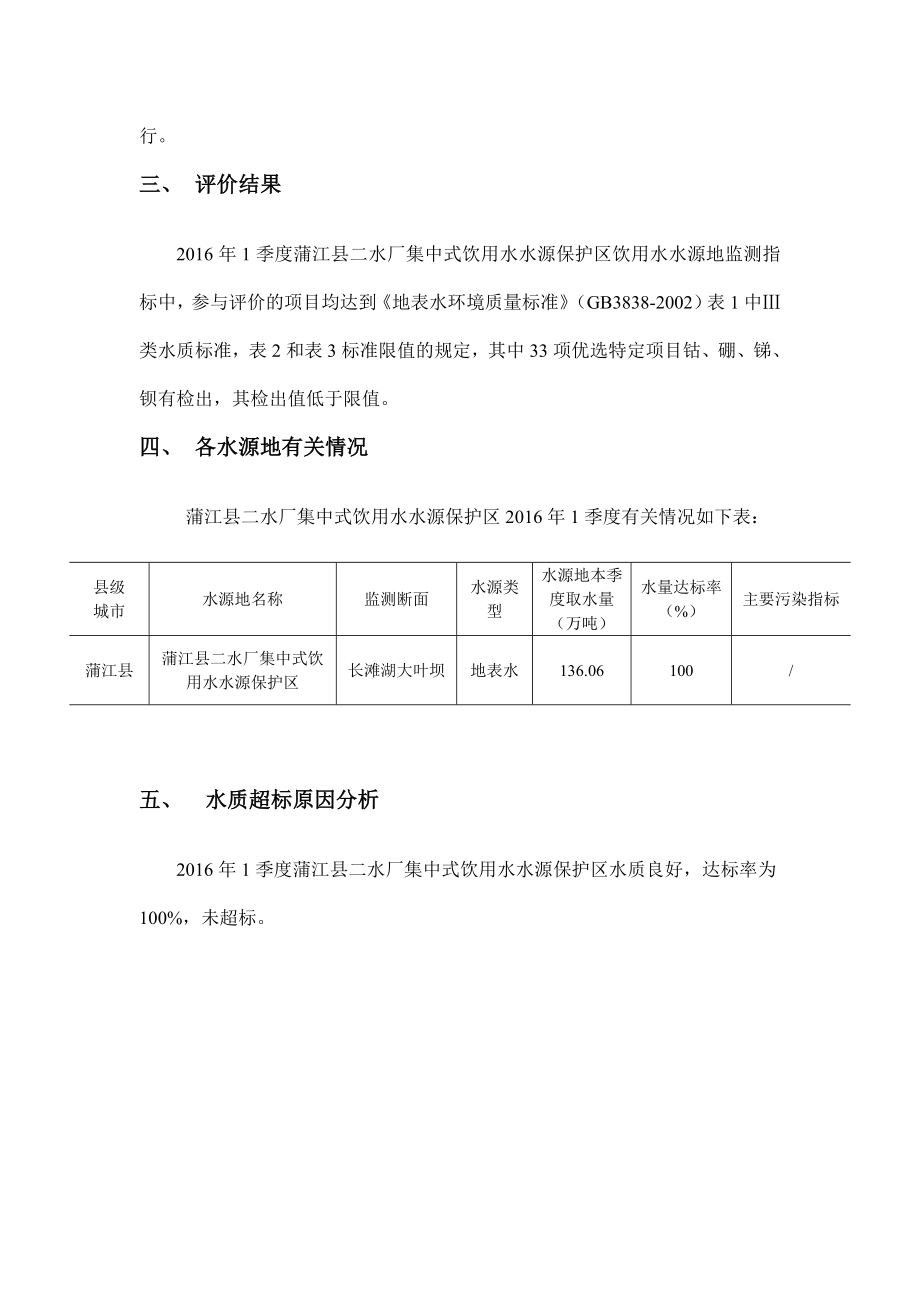 环境影响评价报告公示：季度蒲江县集中式饮用水水源地环境质量状况成都市蒲江县环评报告.doc_第2页