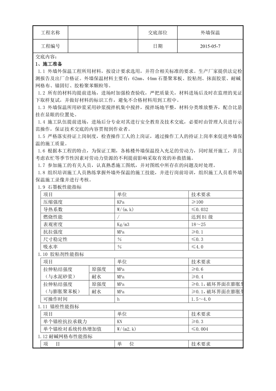 石墨聚苯板外墙保温技术交底.doc_第1页