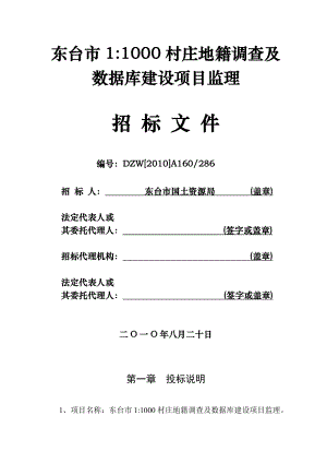 东台市11000村庄地籍调查及数据库建设项目监理招标文件.doc