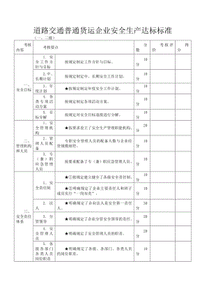 道路运输普通货运企业安全生产达标标准(一、二级).doc