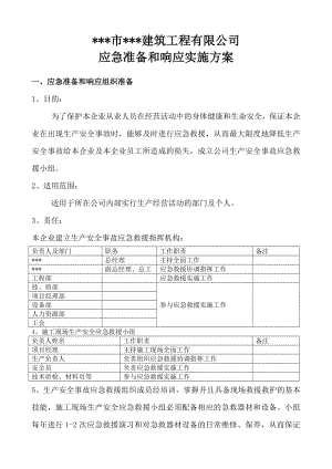 某建筑工程有限公司应急准备和响应实施方案.doc