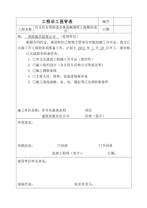 贵州省某土地整治项目开工报告.doc