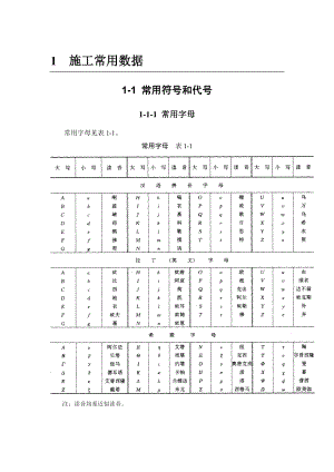 建筑施工手册 施工常用数据.doc