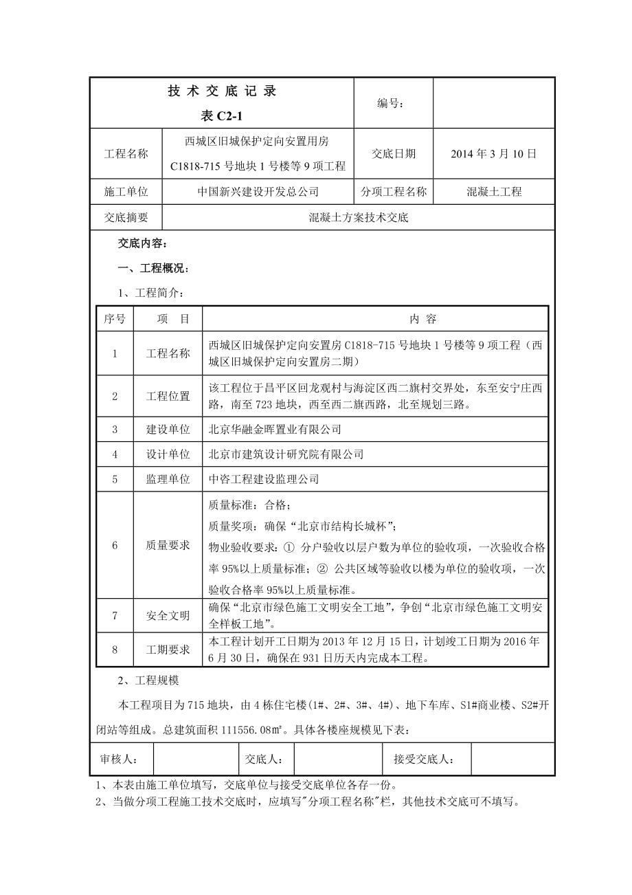 西城区旧城保护定向安置用房混凝土方案交底.doc_第1页