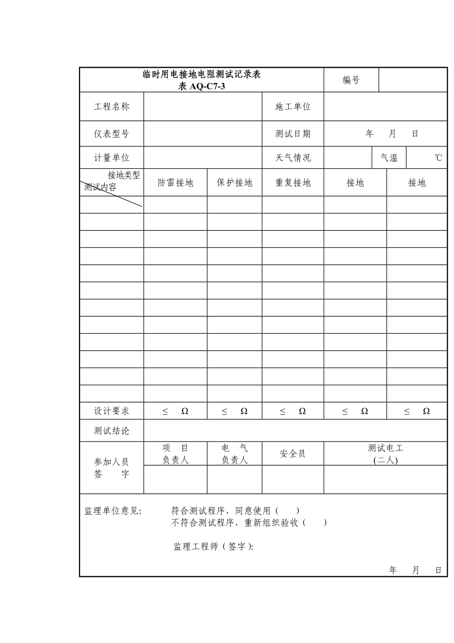 临时用电接地电阻测试记录表.doc_第1页