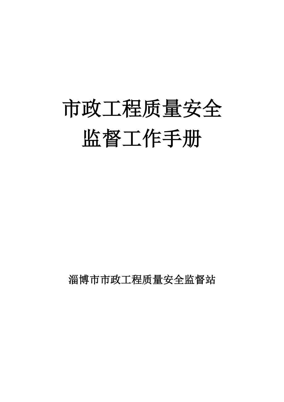 市政工程质量安全监督工作方案.doc_第1页