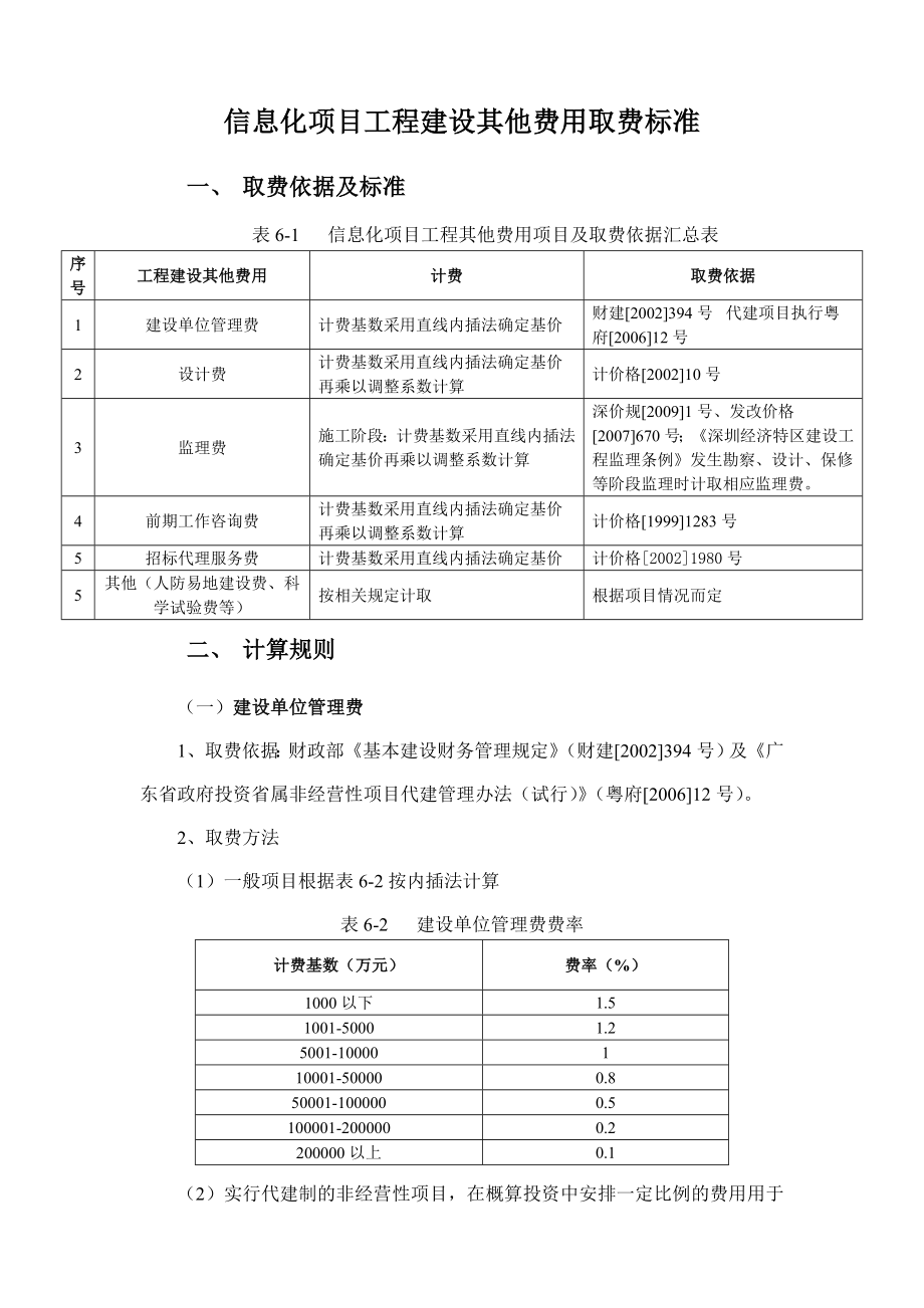 信息化工程其他费用取费标准、计算规则.doc_第1页