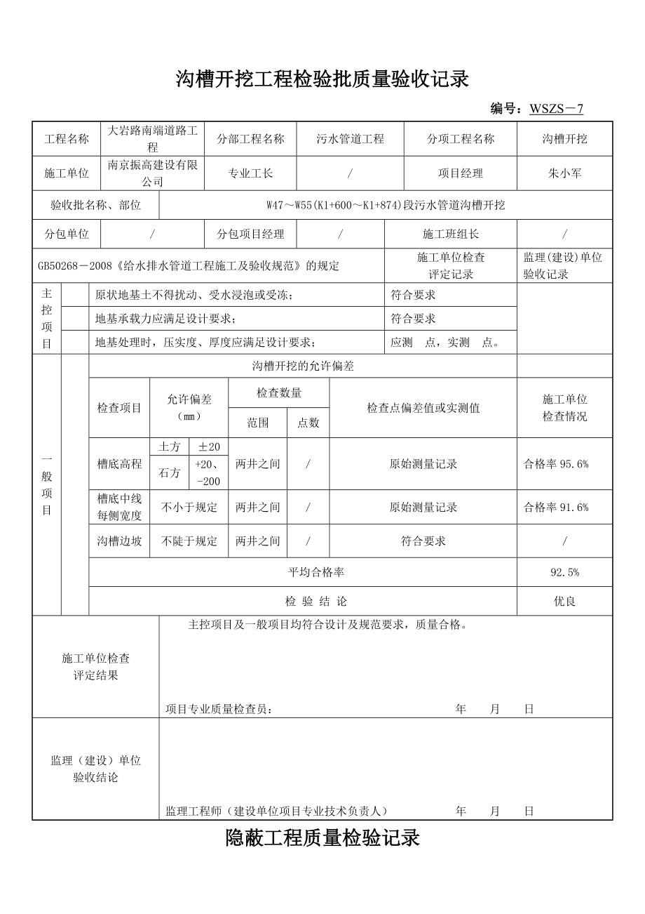 沟槽开挖工程检验批质量验收记录表.doc_第2页