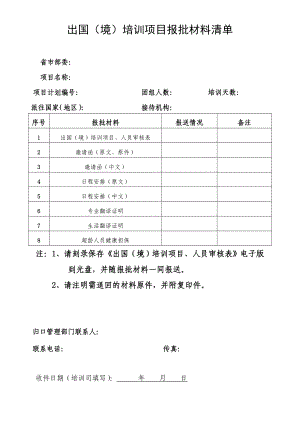 出国（境）培训项目报批材料清单.doc