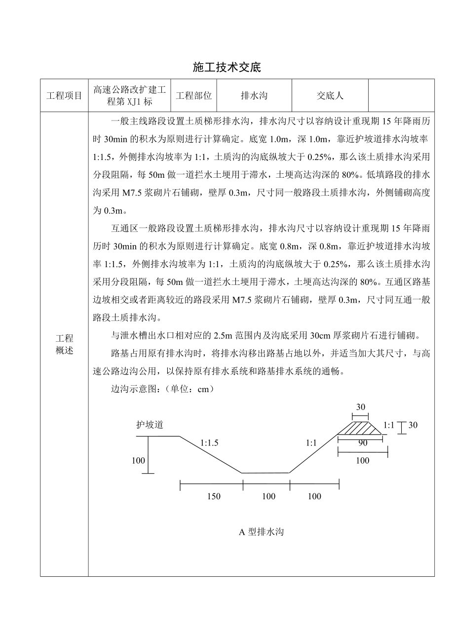 排水沟施工技术交底.doc_第1页