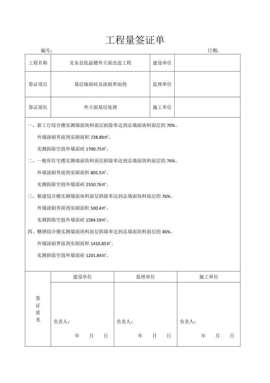 低温楼外立面改造工程工程量签证单.doc_第1页