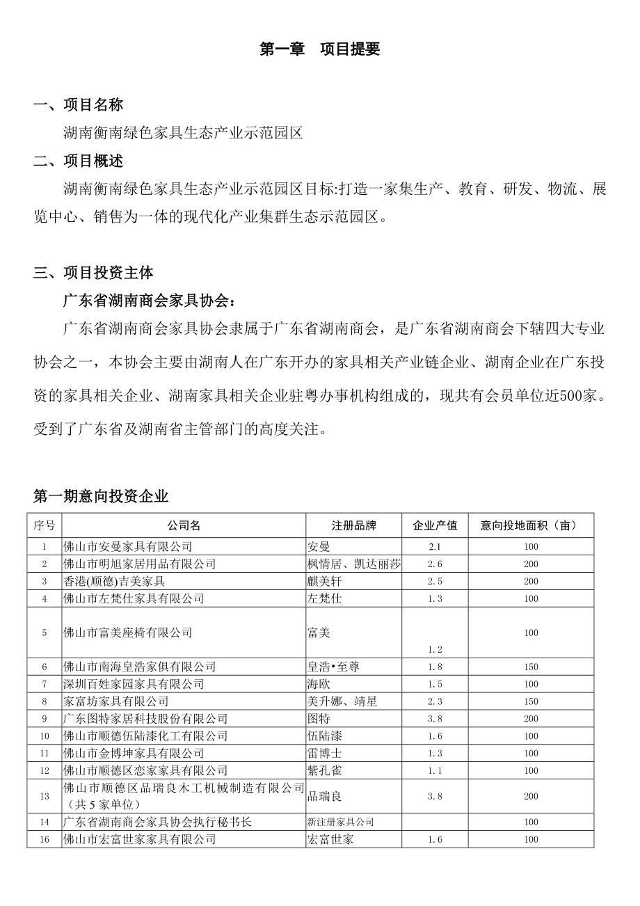 湖南衡南绿色家具生态产业示范园区项目商业计划书.doc_第2页