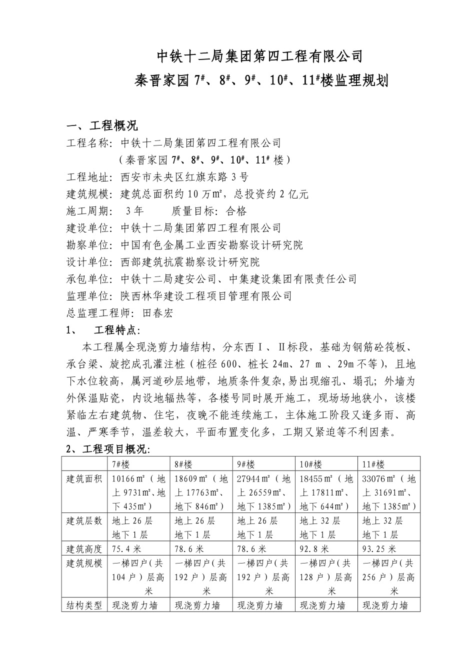 秦晋花园住宅楼监理规划.doc_第2页