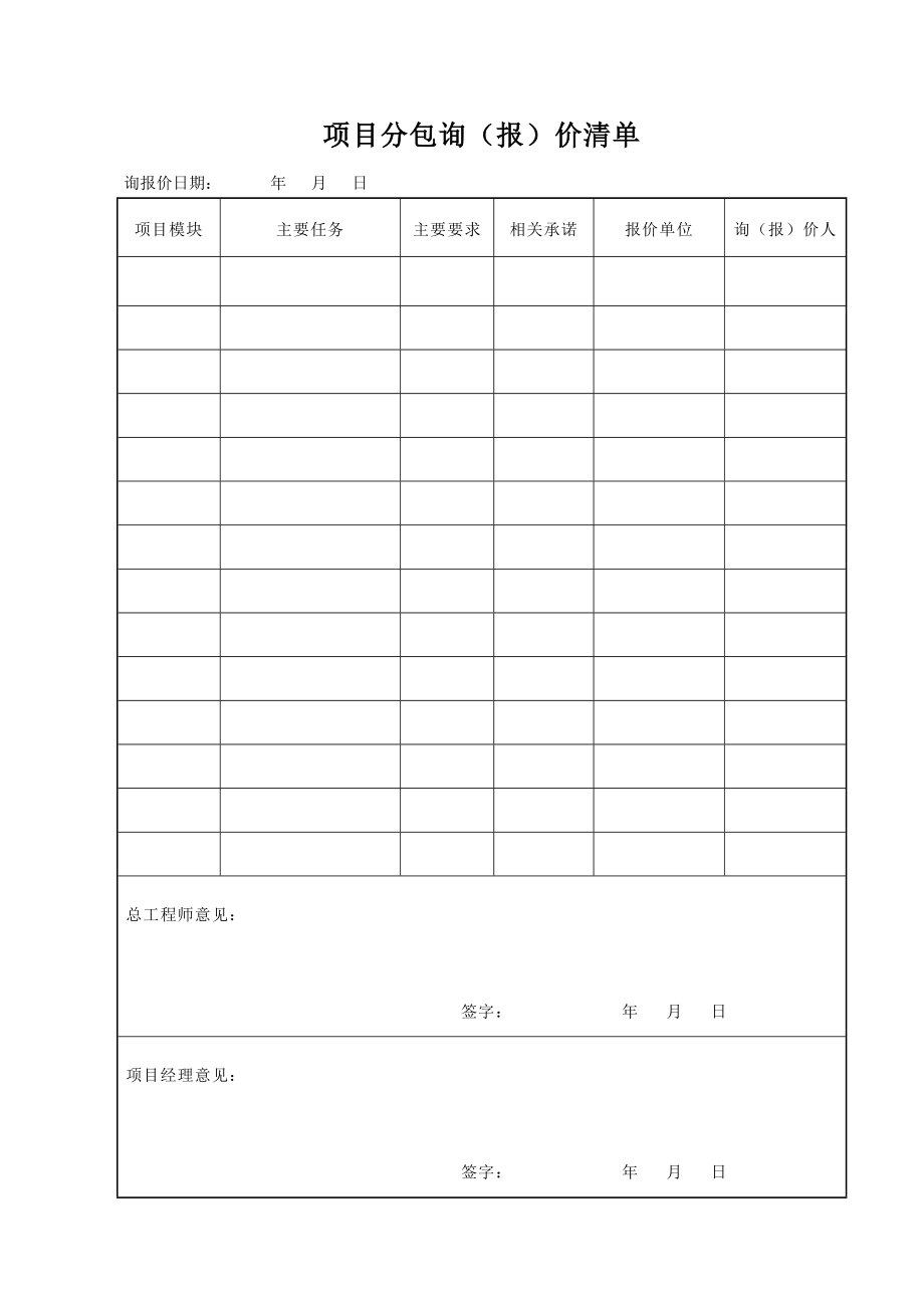 项目分包询（报）价清单.doc_第1页