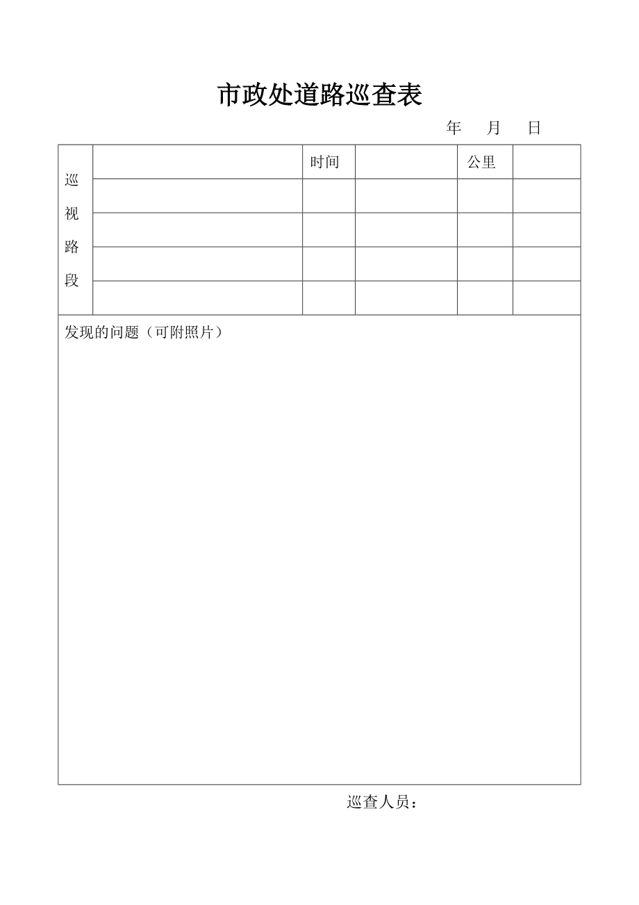 市政处道路巡查表.doc_第1页