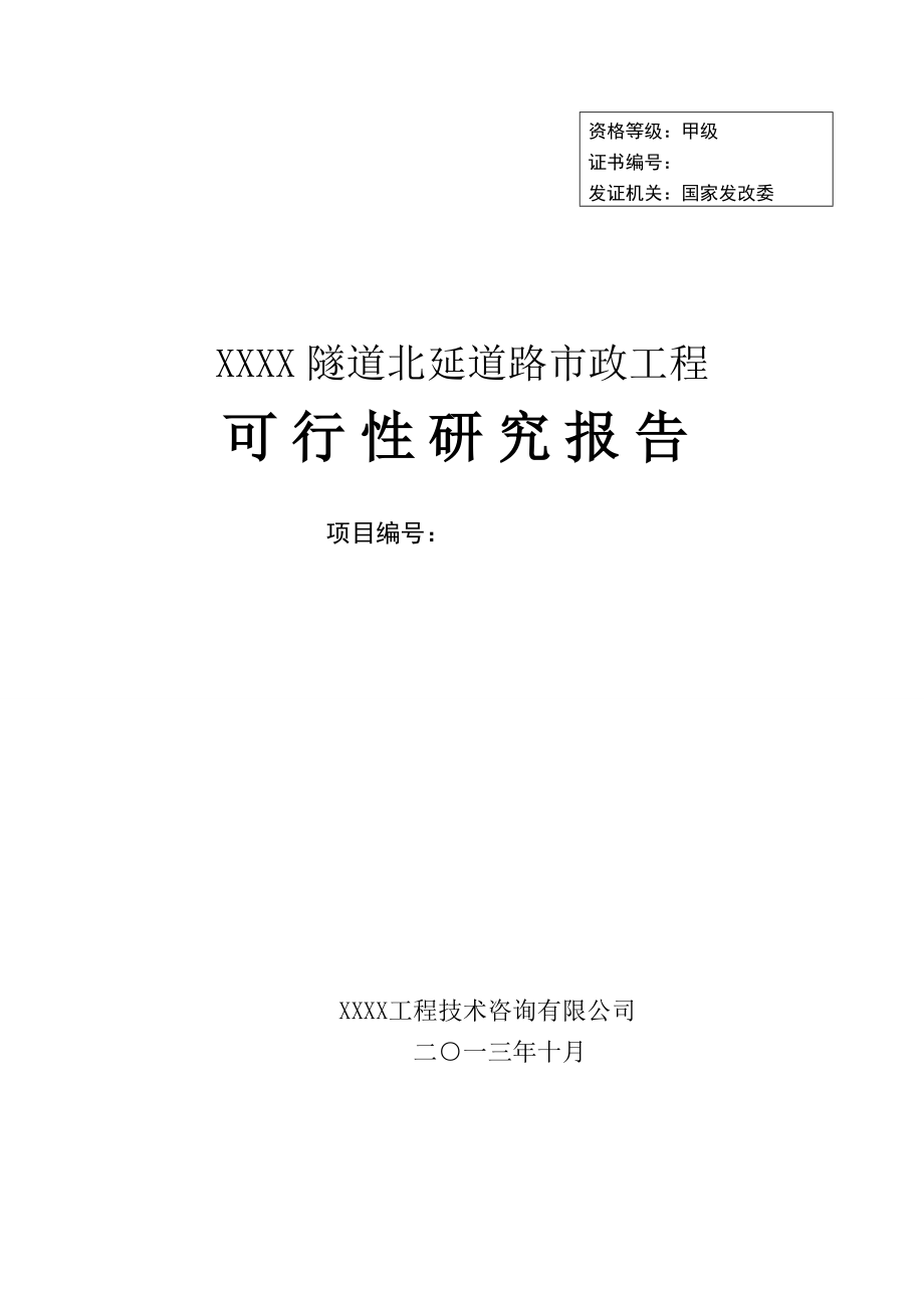 某山隧道北延道路市政工程可行性研究报告.doc_第1页