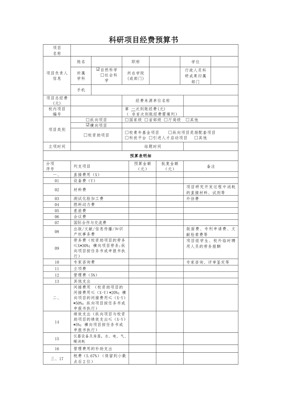 科研项目经费预算书.doc_第1页