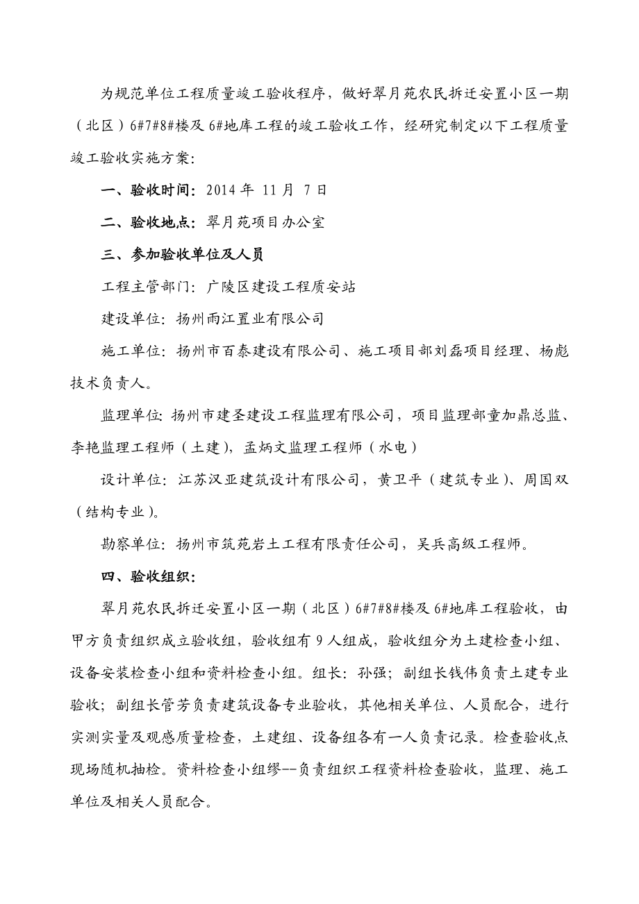 安置小区工程单位工程质量竣工验收实施方案.doc_第2页