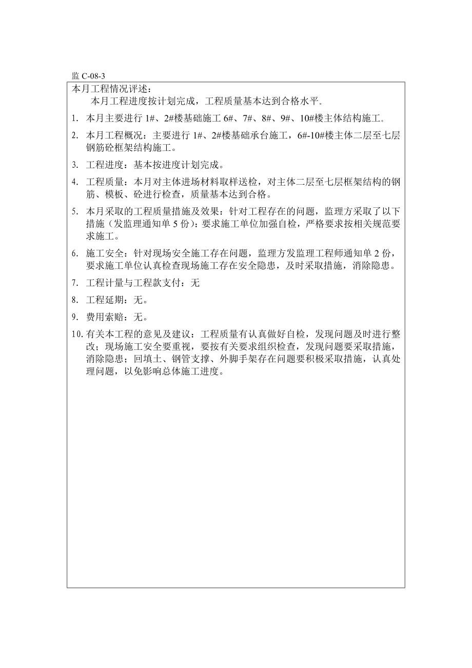 工程有限公司建设监理工作月报.doc_第3页