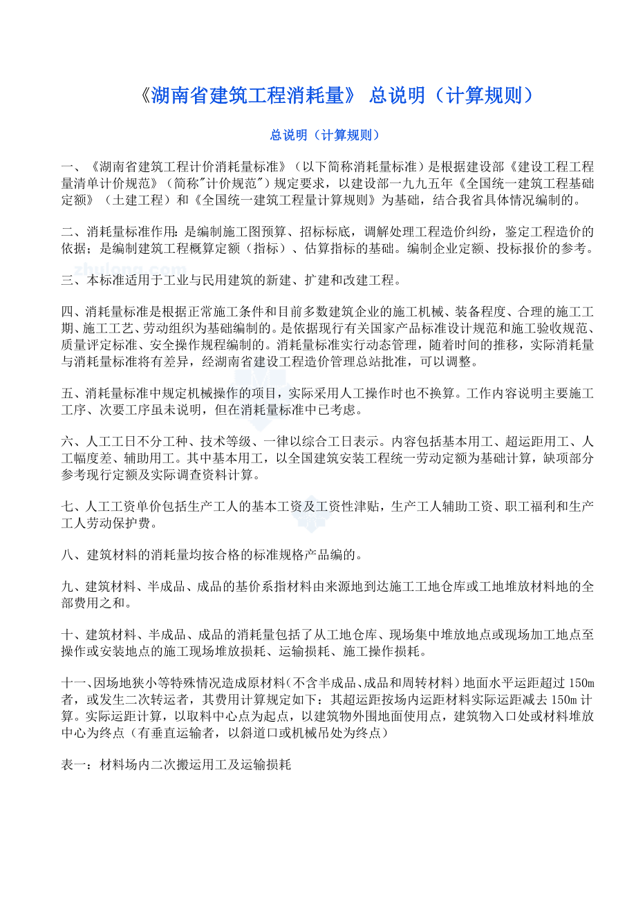 湖南省建筑工程消耗量土建定额.doc_第1页