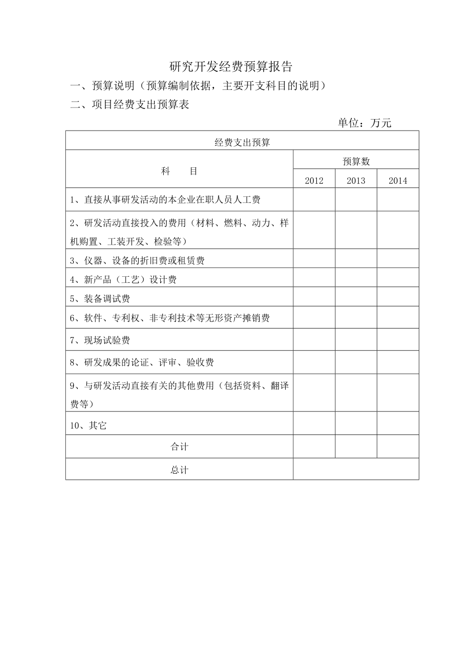 研究开发经费预算报告.doc_第1页