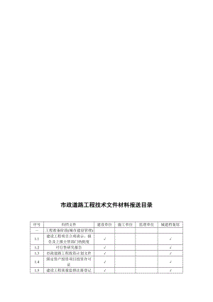 市政道路工程技术文件材料报送目录.doc