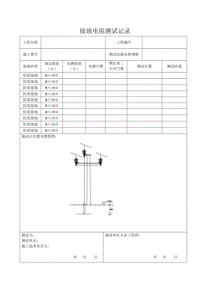 电力线路施工记录与检验批接地电阻测试记录.doc