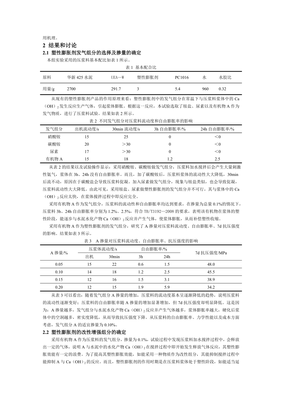 孔道压浆料专用塑性膨胀剂的试验研究.doc_第2页