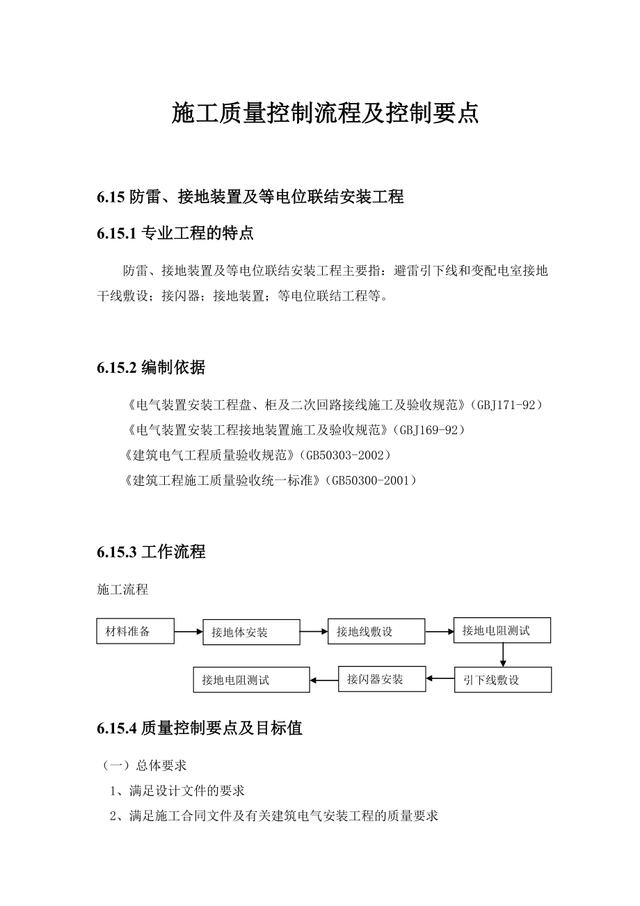 【中海地产】施工质量控制流程及控制要点：防雷、接地装置及等电位联结安装工程.doc_第1页