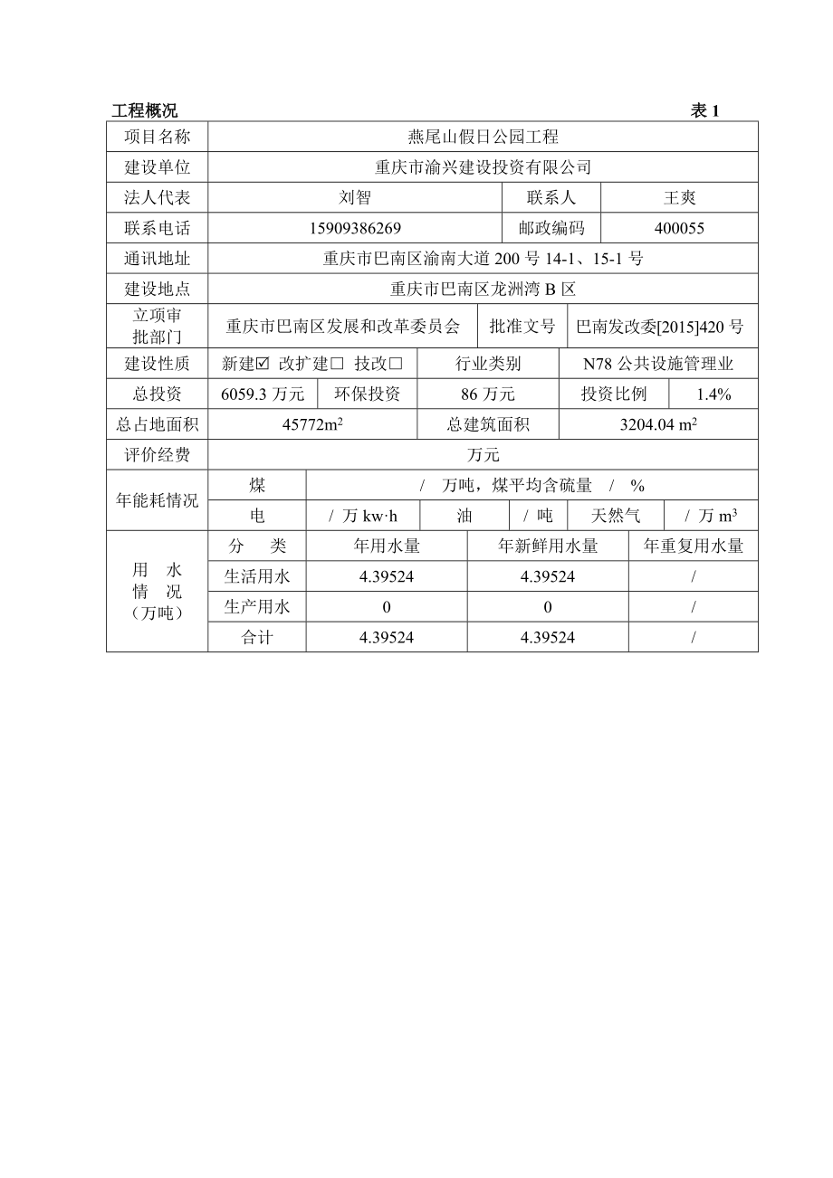 环境影响评价报告公示：燕尾山假公园正文报批【我要环评报告.doc_第1页