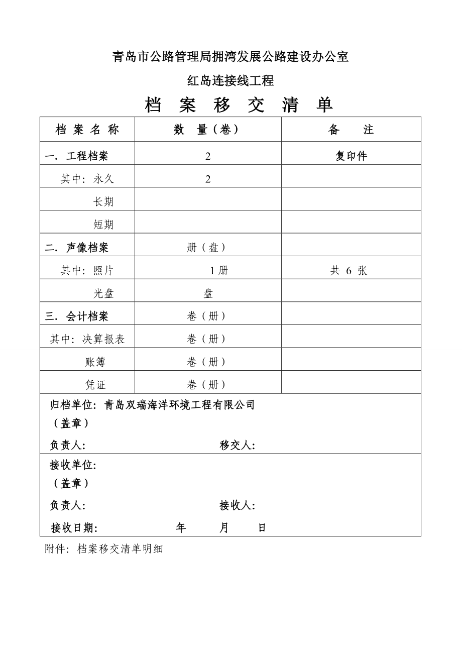 档案移交清单格式.doc_第1页