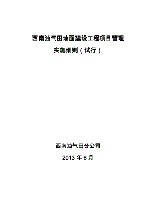 西南油气田地面建设工程项目管理实施细则(试行).doc