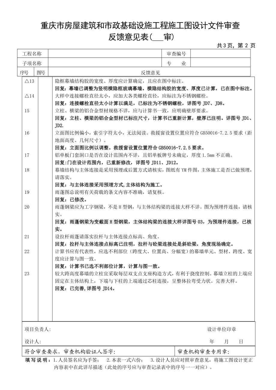 重庆市万州江南新区体育健身中心游泳馆、体育馆幕墙、雨蓬 外装 审查回复表.doc_第2页