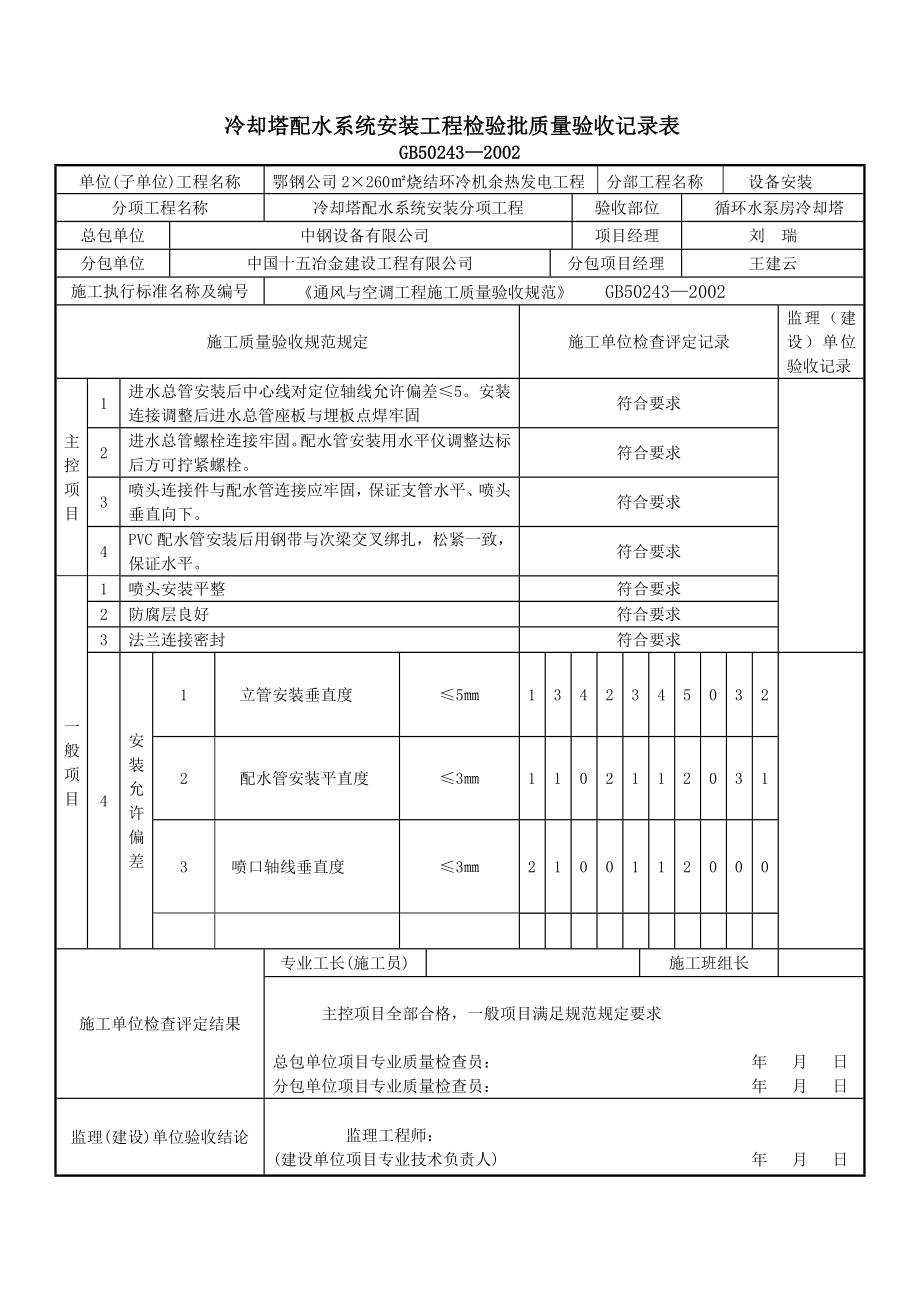 冷却塔面板及横梁安装工程检验批质量验收记录表.doc_第3页