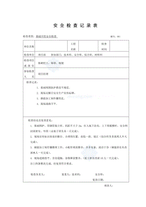 项目部定期安全检查记录表secret副本.doc