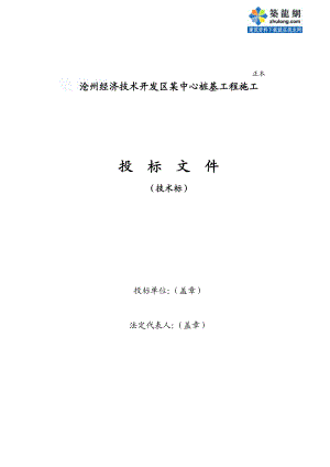 沧州某工程桩基(正循环潜水钻机自然造浆法)投标书技术标-secret.doc