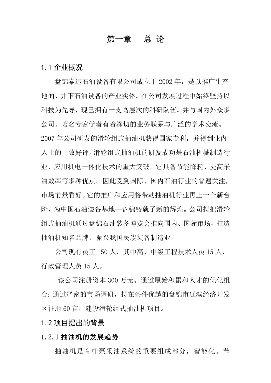 滑轮组式抽油机建设项目可行性研究报告.doc_第2页