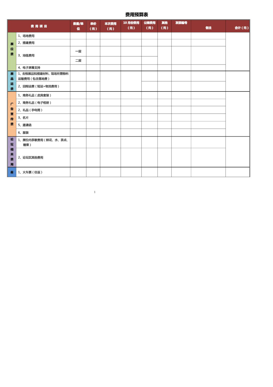 展会预算表格(参考).doc_第1页
