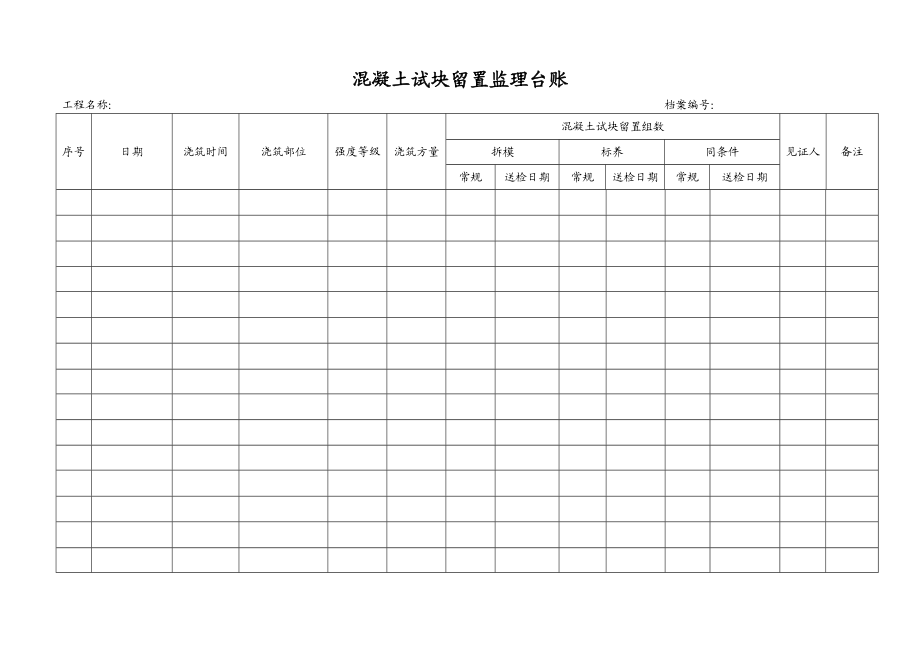 混凝土试块留置监理台账.doc_第1页