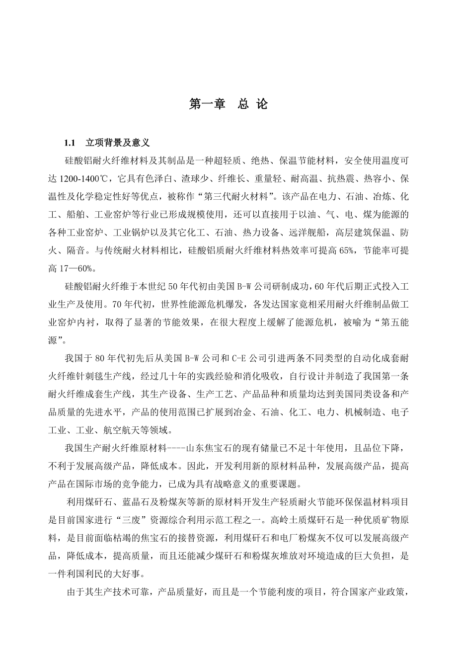 关于拟建产8000吨轻质节能环保硅酸铝耐火纤维及制品可行性分析报告.doc_第2页