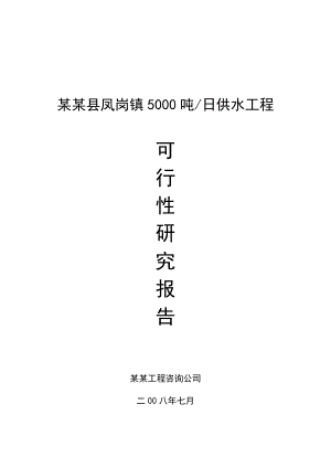 某某县凤岗镇5000吨日供水工程可行性研究报告(原创含图纸).doc