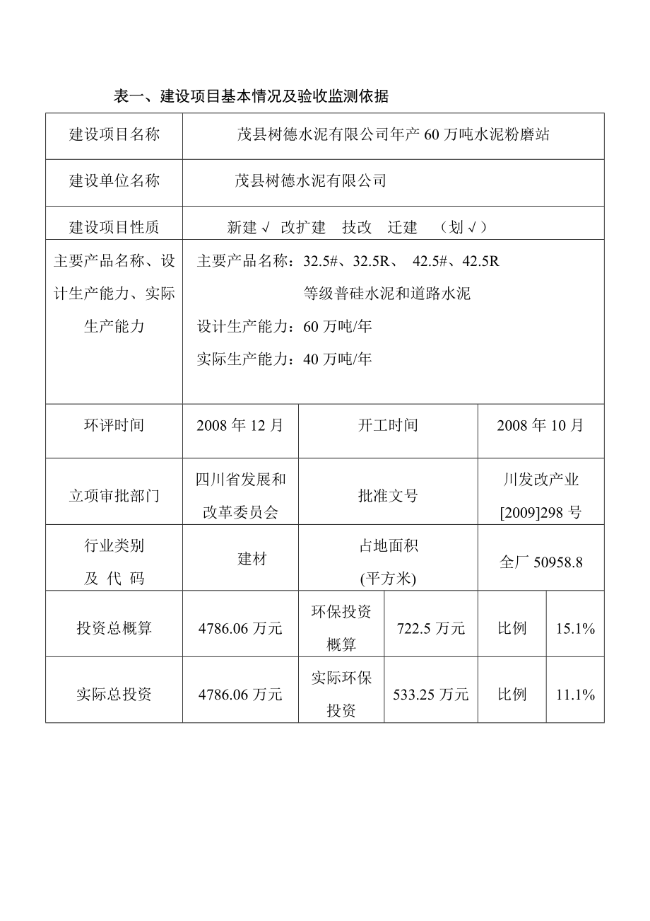 环境影响评价报告公示：茂县树德水泥有限责任万水泥粉磨站工环评报告.doc_第3页